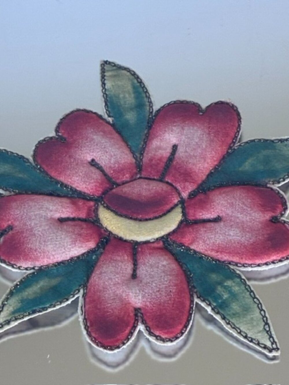 Antique Hand-painted metallic puffy embroidery applique